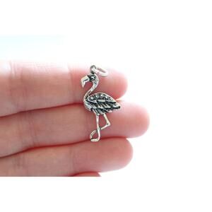 Sterling Silver Flamingo Charm, Flamingo Charm, Flamingo Pendant